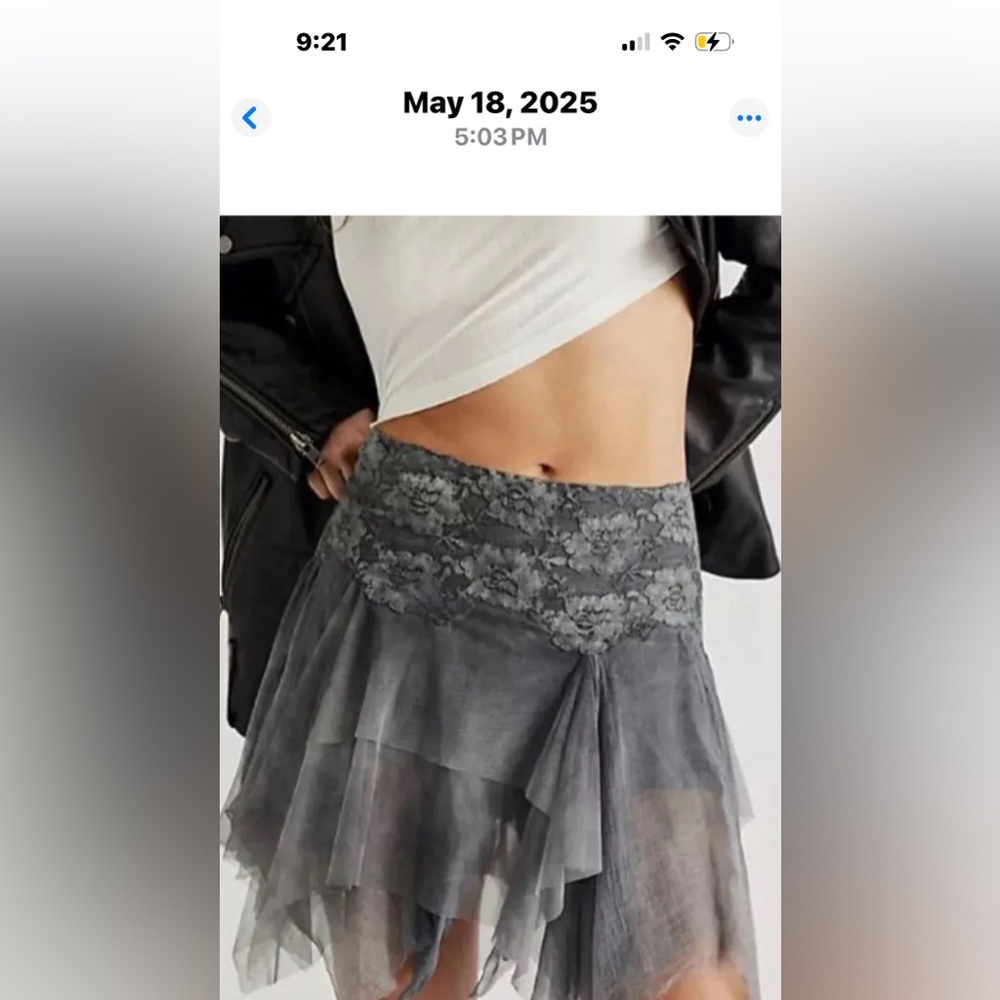 New FREE‎ PEOPLE X BRENDA KNIGHT FAIRY CHIFFON MINI SKIRT Gray Layered Size S - Picture 3 of 9